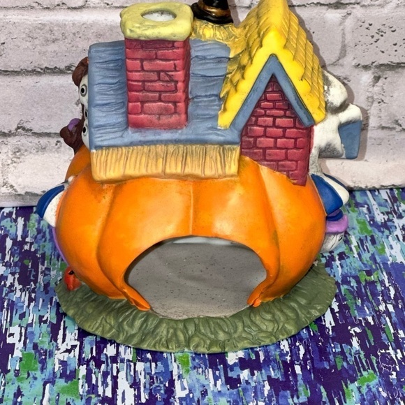 Halloween Pumpkin JOL House Ceramic Holiday Tea Light Holder Ghosts Witch Decor - Picture 2 of 8
